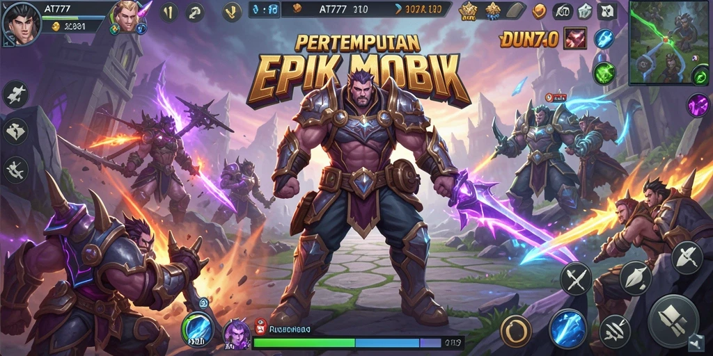Tampilan seru aksi pertempuran di game MOBA AT777.