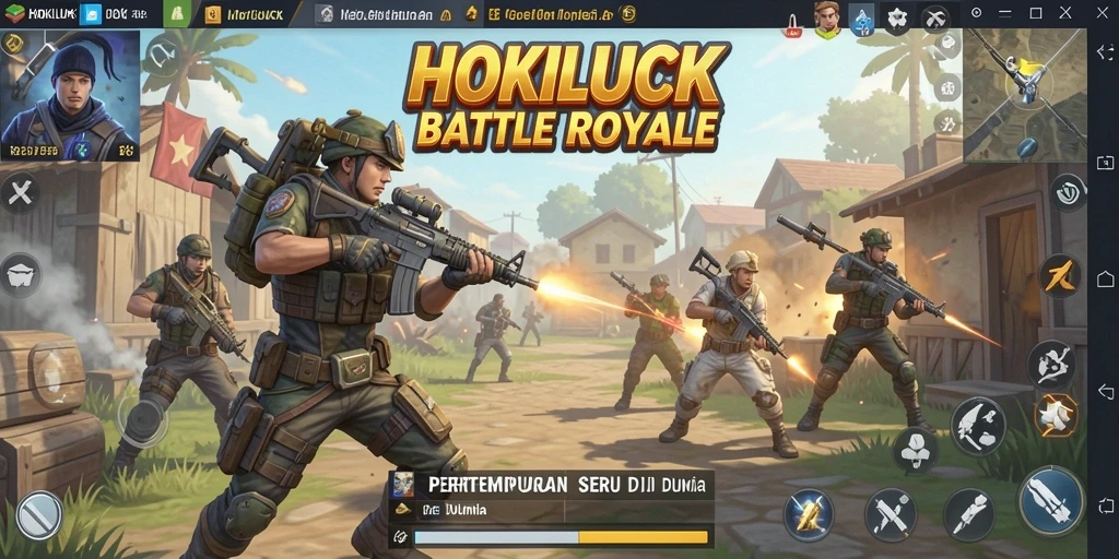 Tampilan menarik gameplay HOKILUCK dalam pertempuran Battle Royale.