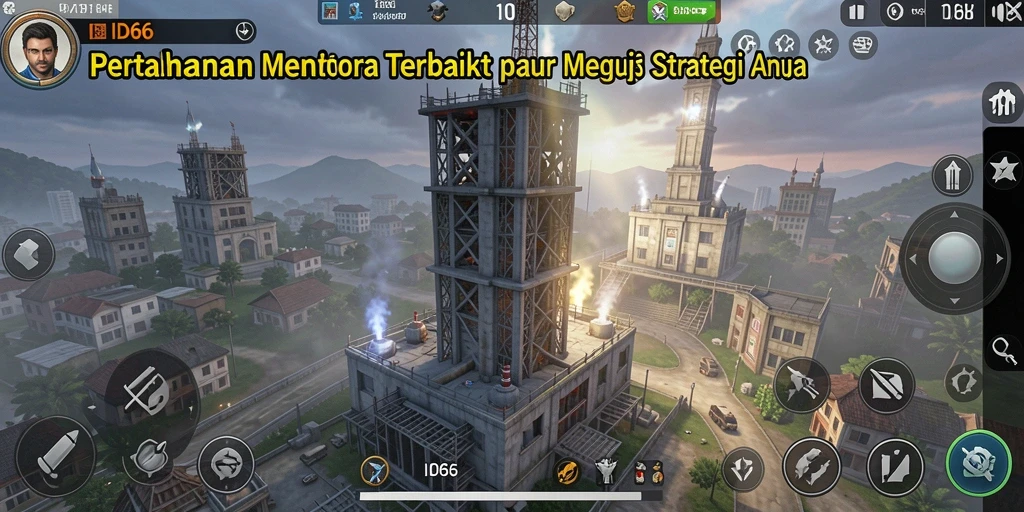 Tangkapan layar utama ID66 menunjukkan aksi seru dalam game Tower Defense.