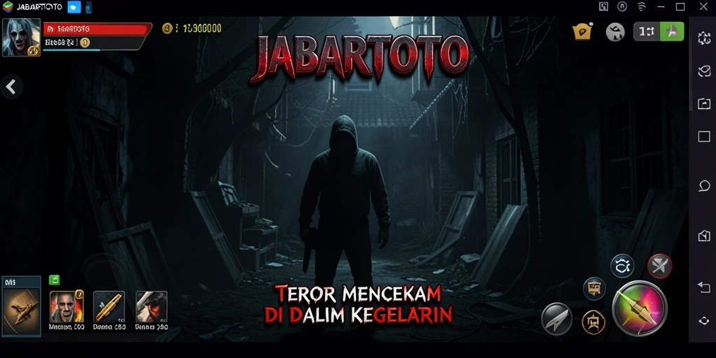 Tampilan gameplay menakutkan dengan suasana gelap dan mencekam.