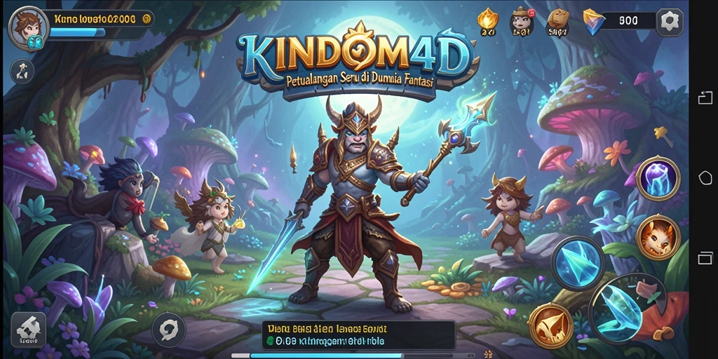 Screenshot gameplay KINDOM4D menampilkan petualangan seru di dunia fantasi.