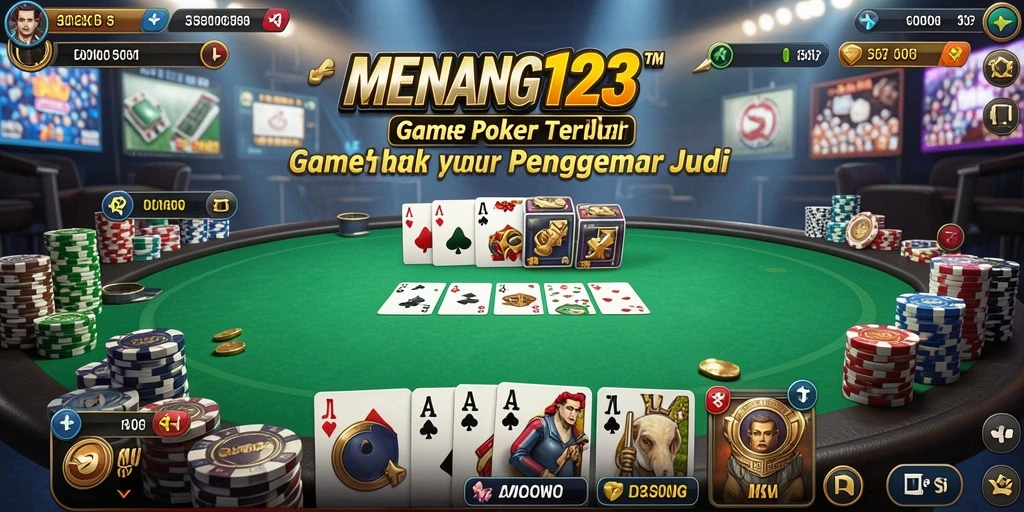 Screenshot MENANG123 menunjukkan pemain bersaing dalam permainan Poker yang intens.