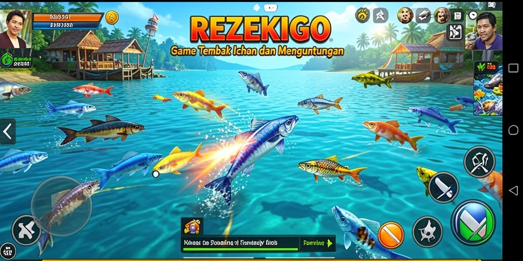 Tampilan gameplay menembak ikan yang seru di REZEKIGO.