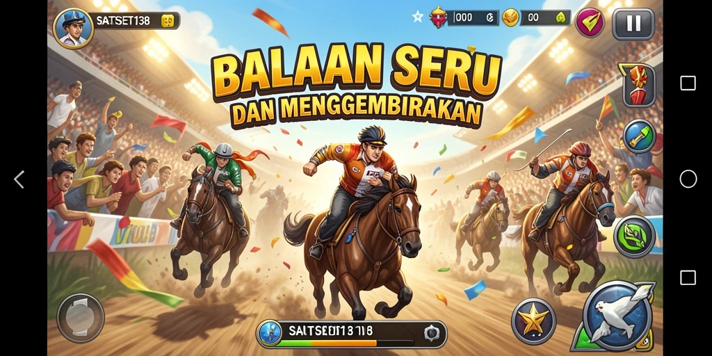 Screenshot gameplay balapan di SATSET138 yang mendebarkan.