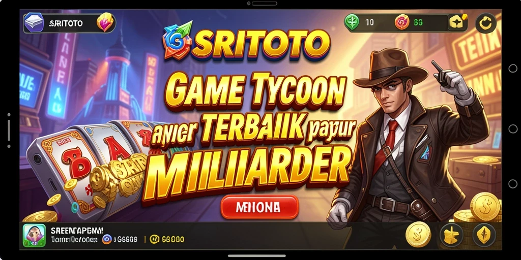 Screenshot SRITOTO menampilkan gameplay dinamis dalam membangun bisnis Tycoon.