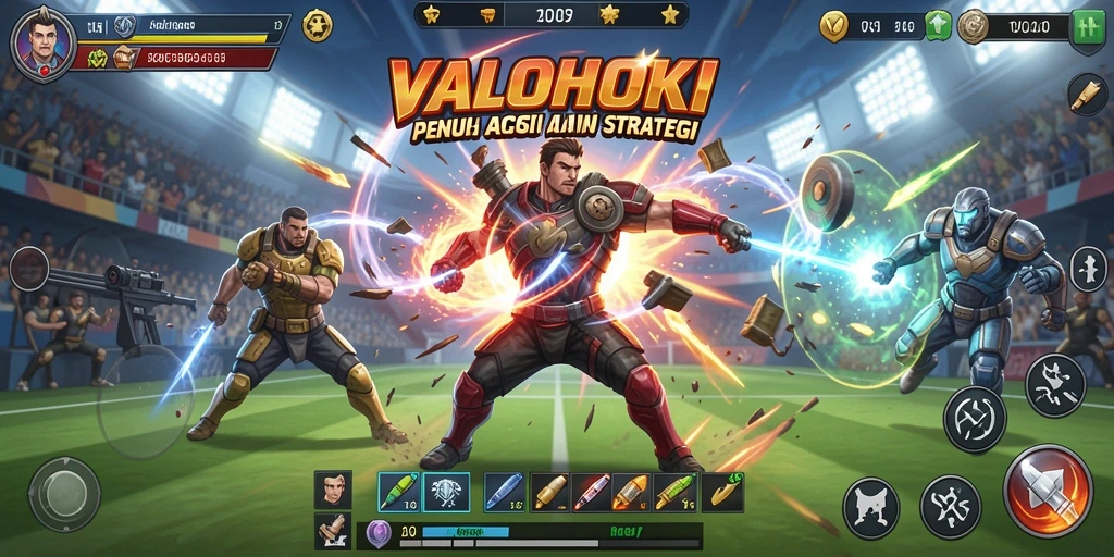 Screenshot gameplay VALOHOKI yang menunjukkan aksi pertandingan olahraga.