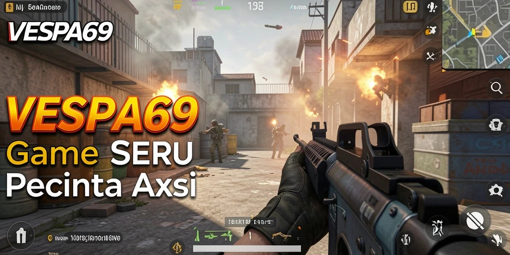 Tampilan gameplay seru dalam VESPA69 dengan aksi tembak-menembak yang menegangkan.
