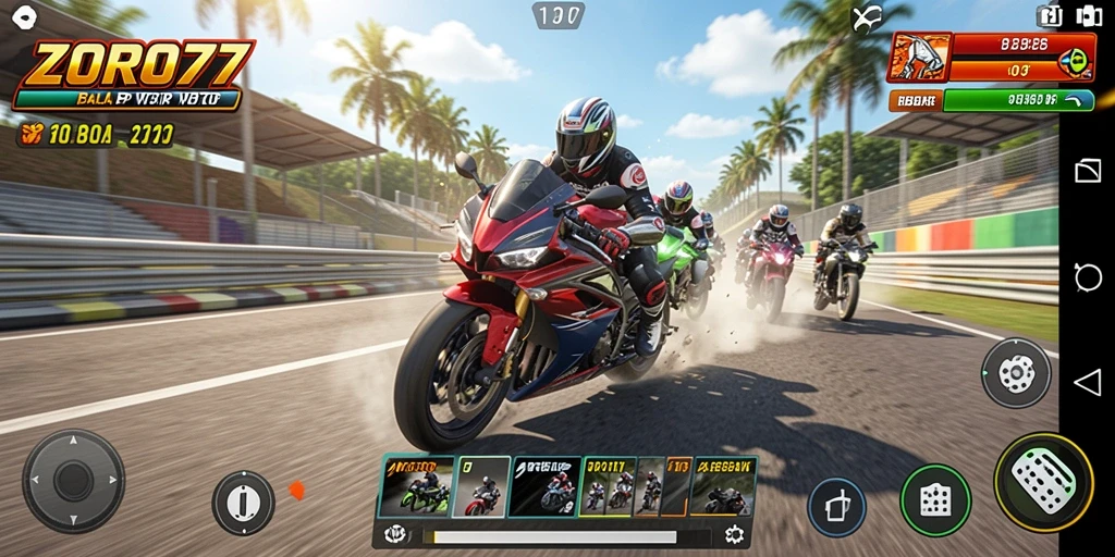 Gameplay balap motor yang mendebarkan dan seru di ZORO77.